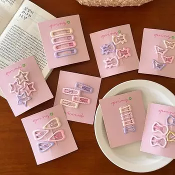 4 шт. красочные каплевидные заколки BB для женщин, девочек, детей, маленькие заколки для челки, милые симпатичные заколки для волос, аксессуары для самостоятельной укладки волос