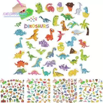 4 шт. красочные мультяшные динозавры в форме алмазной живописи наклейки DIY ремесло дети ручной работы животное узор Алмазный рисунок наклейки B