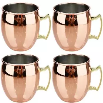 4 шт. креативная кружка для коктейля из нержавеющей стали с кованым наконечником, нескользящая, с золотой ручкой, кружка-баранок для дома и бара, кружки-мулы 550ml