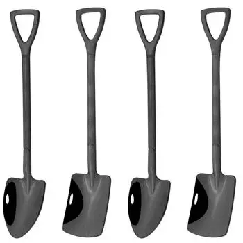 4 шт., креативная лопатка из нержавеющей стали, ложка, вилка, черные столовые приборы, набор столовых приборов, кофейная ложка, чайная ложка, ложка для перемешивания, столовые приборы серебряный