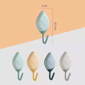 4 шт. Креативный крючок для подвешивания на стену в форме листа, прочный клейкий крючок без прокола для ванной комнаты, кухни, настенный бесшовный липкий крючок