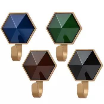 4 шт. Креативный легкий роскошный шестиугольный крючок, для задней стенки двери ванной комнаты, без проколов, без отметин, прочный клейкий крючок чёрный