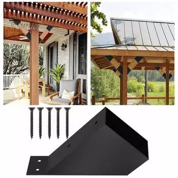 4 шт. кронштейн для беседки, 45-градусные угловые кронштейны с дренажными отверстиями, антикоррозийное покрытие, опоры для беседки 4pcs