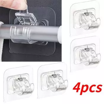 4 шт. Кронштейн для карниза без сверления, регулируемый зажим для карниза, крючок для карниза, настенный кронштейн, настенный зажим 4pcs прозрачный