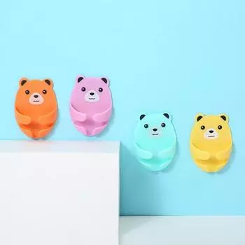 4 шт. кронштейн для розетки настенный без проколов прочный несущий милый медведь самоклеящийся настенный держатель для розетки для ежедневного использования зелёный