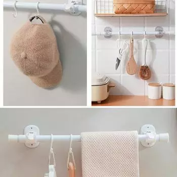 4 шт. Крючки для карнизов. Два способа установки. Самоклеящиеся, без продавливания. Противоскользящие. Штамповка по стенам с гвоздями. Большая несущая способность. белый