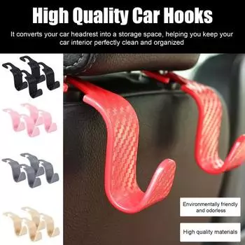 4 шт. крючки для подголовника автомобильного сиденья, прочные несущие универсальные простые в установке автомобильные крючки для хранения автомобилей розовый