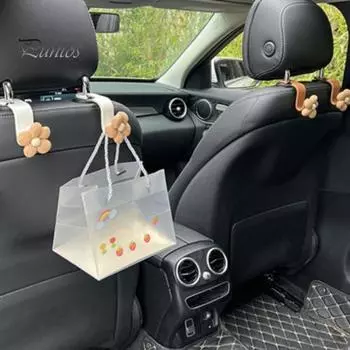 4 шт. крючки для подголовника автомобильного сиденья, прочные, несущие нагрузку, универсальные, простые в установке, крючки для сумок в форме цветка, вешалки для сумок белый