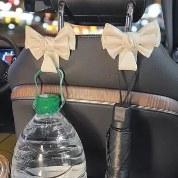 4 шт. крючки для подголовника автомобиля, симпатичный бант, авто вешалка для спинки сиденья, органайзер для хранения, крючки для автомобильной сумки, многофункциональный подвесной органайзер для рюкзака коричневый