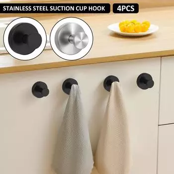 4 шт. крючки для полотенец и халатов на присоске из нержавеющей стали крючок настенная вешалка для ванной комнаты кухня держатели аксессуары серебряный