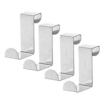 4 шт. крючки для задней двери, нержавеющие, антидеформационные, прочные, выдерживающие нагрузку, органайзер для полотенец, вешалки для шкафа серебряный