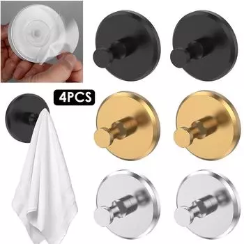 4 шт. крючки на присосках из нержавеющей стали для ванной комнаты, держатель для полотенец, настенное крепление для кухни, душа, прочные крючки на присосках