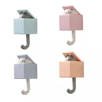 4 шт. крючок для ключей с милым котом, крючок для декора комнаты, настенный адаптивный крючок, крючки для кошачьей мыши для пальто, шарфа, полотенца, шляпы, ключа, для настенного декора
