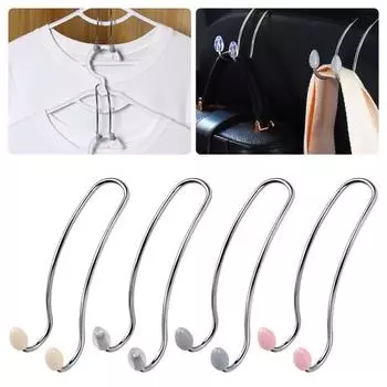 4 шт. крючок для подголовника автомобильного сиденья из прочной нержавеющей стали, многофункциональный универсальный органайзер для крепления на спинку сиденья внедорожника, вешалка, аксессуары для салона автомобиля 4pcs розовый