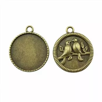 4 шт., круглые птицы, стиль спины, камея, кабошон, кулон, основа, ювелирные компоненты, аксессуары, античная бронза, цвет цинкового сплава 25 мм