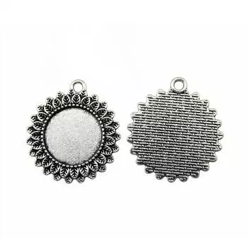 4 шт. круглый цветок стиль камея кабошон кулон базовая установка ювелирные компоненты аксессуары античное серебро цвет цинковый сплав 20 мм