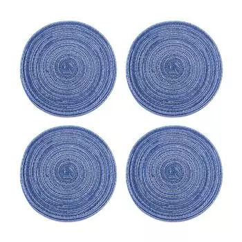 4 шт. круглый коврик для чашки, плетеный, термостойкий, коврик для миски, подставка под горячее в скандинавском стиле, синий синий