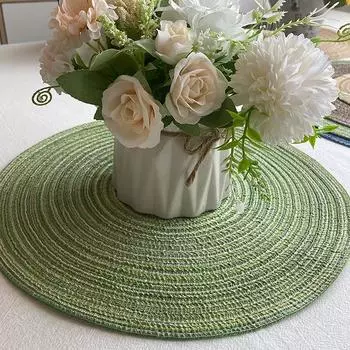 4 шт. Круглый коврик для стола, плетеные салфетки из рами, нескользящие коврики для обеденного стола, нескользящие подставки для посуды, мисок, подставки для чашек на кухне кофейный