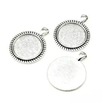 4 шт. круглый простой стиль камея кабошон кулон базовая установка ювелирные компоненты аксессуары античное серебро цвет цинковый сплав 25 мм