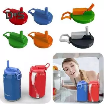 4 шт. крышек для банок с соломкой, крышки для банок с газировкой, без бисфенола А, для банок с газировкой, пивом, соком, предотвращают проливания, многоразовые крышки с соломкой, маркировка банок, аксессуар D