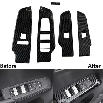 4 шт. Крышка кнопки переключателя стеклоподъемника, отделка, ободок переключателя стеклоподъемника для Mitsubishi Outlander 2024-2024, АБС-углеродное волокно CHINA