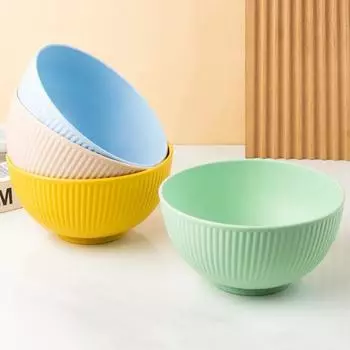 4 шт. кухонная посуда, миска из пшеничной соломы, пищевая пшеничная миска для риса, столовая посуда, контейнер для еды, десерт, салат, наборы мисок для риса оранжевый