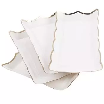 4 шт. квадратных бумажных кружевных тарелок для конфет, контейнеров для сервировки подносов для вечеринок, закусок, блюд для кейтеринга, ужинов с печеньем синий