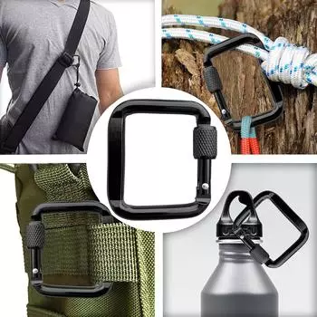 4 шт. квадратных карабинов, легкий брелок с защелкой, крючок, алюминиевый винтовой карабин для походов на открытом воздухе, кемпинга, путешествий