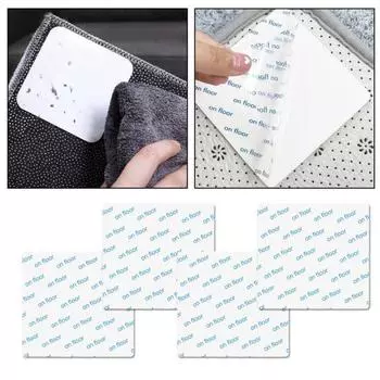 4 шт., квадратный захват для коврика, моющийся многоразовый коврик из твердой древесины, напольная плитка, противоскользящий клейкая лента, набор наклеек белый