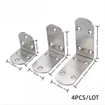 4 шт. L-образные прямые угловые кронштейны из нержавеющей стали, соединители, код, прямоугольная опора, крепление мебели, усиленная фурнитура