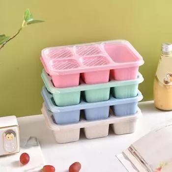 4 шт. Ланч-бокс с 5 отделениями, дизайн коробки для бенто, портативный многоразовый ящик для фруктовых закусок с прозрачной крышкой для домашнего офиса, пикника 4pcs