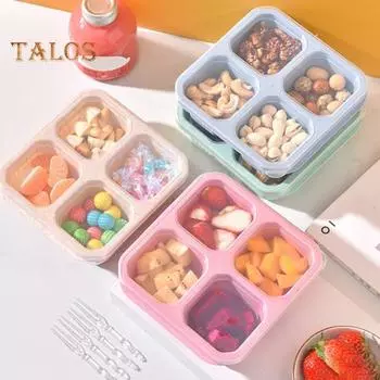 4 шт. ланч-боксы для бенто с 4 отделениями, пищевые термостойкие разделенные коробки для закусок, контейнеры для приготовления еды, контейнеры для обеда, кухонные принадлежности 4pcs