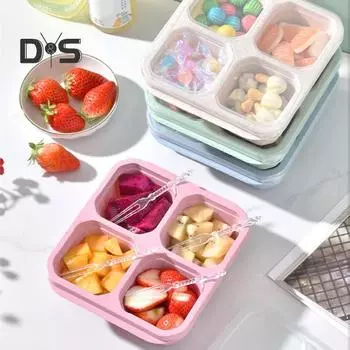 4 шт. ланч-боксы для бенто с 4 отделениями, пищевые термостойкие разделенные коробки для закусок, контейнеры для приготовления еды, контейнеры для обеда, кухонные принадлежности 4pcs