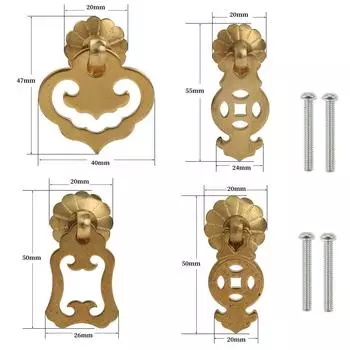 4 шт., латунь в стиле ретро, кухонный шкаф, кольцо для шкафа, ручка с винтами, мебельные дверные ручки для шкафа, комода, ящика, шкатулка для драгоценностей model 1