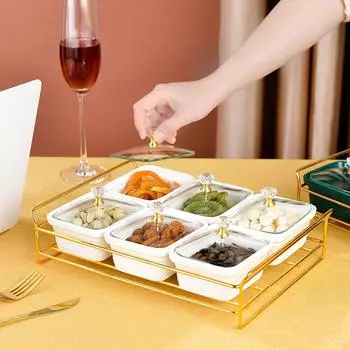 4 шт./легкая роскошная керамическая тарелка для фруктов, отделение для креативного дома, гостиной, тарелка для закусок, тарелка для закусок, конфет, закусок