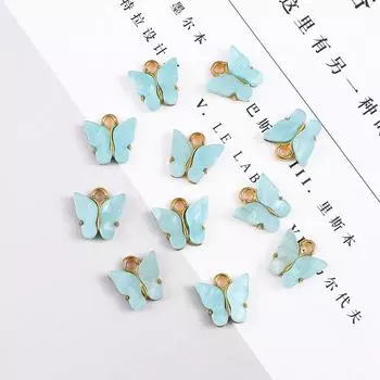 4 шт./лот 13x12,5 мм милые 8 цветные подвески высококачественные ювелирные аксессуары серьги DIY бабочка ручная работа популярные для изготовления ювелирных изделий подвески бусины 13*12.5mm 4Pcs/Lot светло-синий