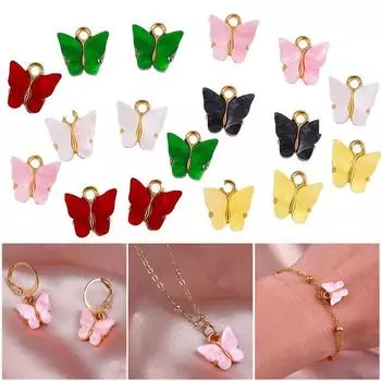4 шт./лот 13x12,5 мм Популярный 8 Цветов Сплав Акрил Бабочка Подвеска DIY Подвески Серьги Ожерелья Украшения Ручной Работы Аксессуар 13*12.5mm 4Pcs/Lot чёрный