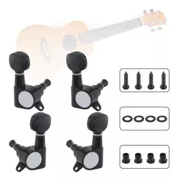 4 шт./лот 2R 2L герметичные шестерни черные колки для настройки струн укулеле, колки для струнных машин, детали для укулеле