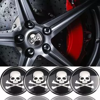 4 шт./лот, 56 мм, 3D череп, автомобильная наклейка, череп, эмблема, автомобильная шина, рулевое колесо, центральная крышка ступицы, эмблема, значок, аксессуары, украшение автомобиля