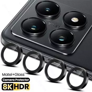 4 шт./лот черное металлическое кольцо + защитная пленка из закаленного стекла для объектива Xiaomi 14T / 14T Pro 14TPro HD прозрачная стеклянная пленка для камеры XiaoMi 14T Pro чёрный