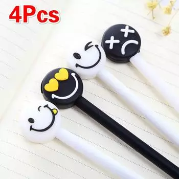4 шт./лот гелевая ручка с милым улыбающимся лицом, креативность 0,38 мм для письма, ручка для вывесок, канцелярские принадлежности для студентов