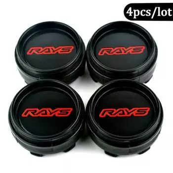 4 шт./лот, гоночная эмблема RAYS, 60 мм, 65 мм, колпаки для центральной ступицы колеса автомобиля, аксессуары для значков для модификации, крышка ступицы колеса автомобиля 60MM чёрный