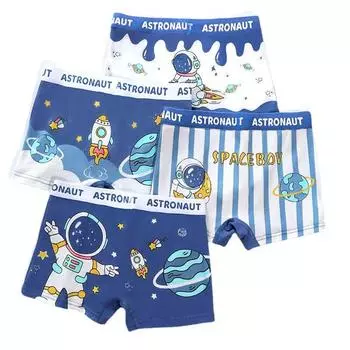 4 шт./лот, хлопковое детское нижнее белье для мальчиков, трусы-боксеры для маленьких детей, трусы для мальчиков-подростков, От 2 до 12 лет S