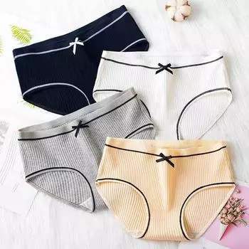 4 шт./лот, хлопковое нижнее белье для девочек, трусы, трусики для молодых девушек, однотонные трусы для девочек M