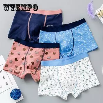 4 шт./лот, хлопковые боксеры для мальчиков, шорты, детское нижнее белье, детские боксеры с героями мультфильмов, детские трусы, эластичные мягкие трусики для мальчиков от 2 до 15 лет M
