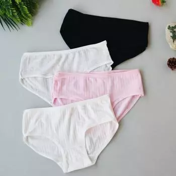 4 шт./лот, хлопковые трусики для девочек-подростков, мягкие детские трусы, дышащие спортивные трусы, детское нижнее белье one size разноцветный