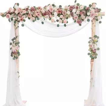 4 шт./лот, искусственный цветок розы, длинный венок из лозы с шифоновой пряжей, украшение для свадебной арки на открытом воздухе, макет сцены для банкета, подвесной букет A