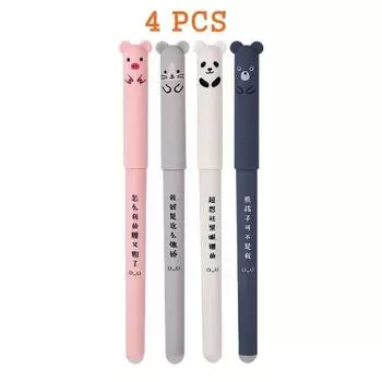 4 шт./лот Kawaii стираемые ручки-ручки милые мультяшные животные ручка моющаяся ручка гелевая ручка 0,35 мм сменные стержни