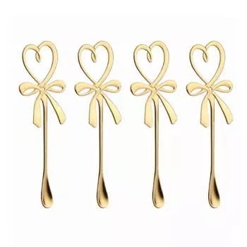 4 шт./лот кофейная ложка креативная 304 нержавеющая сталь золотая цветочная ложка Ins милая подвесная чашка маленькая ложка для помешивания с сувениром