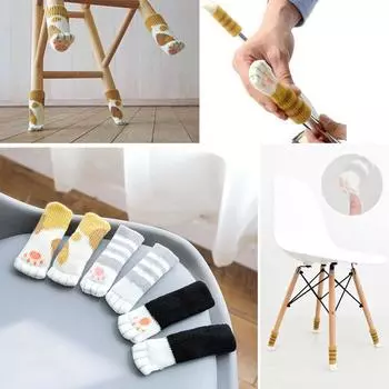 4 шт./лот кошачья лапа шерстяной чехол для мебели защита для пола стул стол противоскользящие подушечки для ног жёлтый